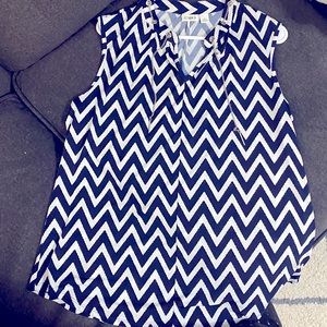 Blue & White Chevron Sleeveless Top